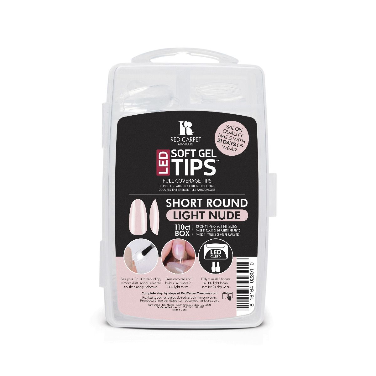 Red Carpet Manicure LED Soft Gel Natural Tips - Short Round (110CT) - Light Nude